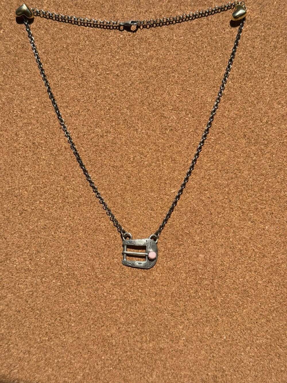 NATIVE Handcrafted Sterling Silver Belt Buckle Necklace by Patrick Yazzie
